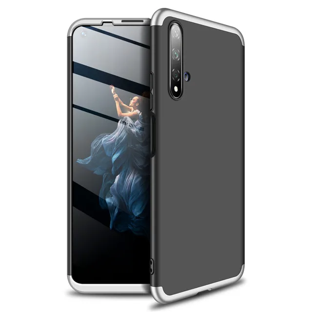 Black Silver 360 чехол с полной защитой для huawei Honor 20 Pro чехол Роскошный Жесткий PC противоударный чехол для задней панели чехол для Honor 20 pro Honor20 Coque - Цвет: Black Silver
