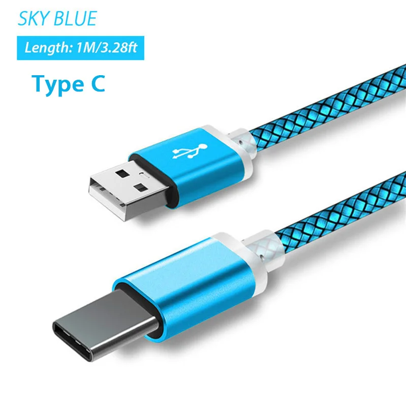 Skyblue Type C Cable 10 мм Длинный удлиненный разъем с головкой usb type-C кабель для зарядки адаптер для Blackview Oukitel Umidigi Doogee usb type-C кабель - Цвет: Skyblue Type C Cable