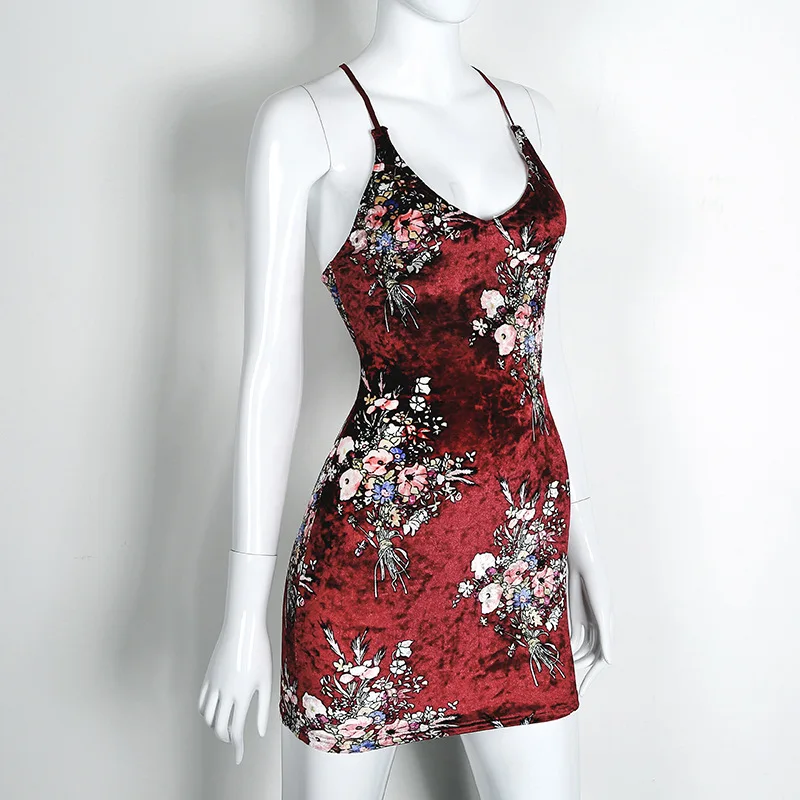 Женское бархатное платье с открытой спиной повседневное короткое вечернее мини