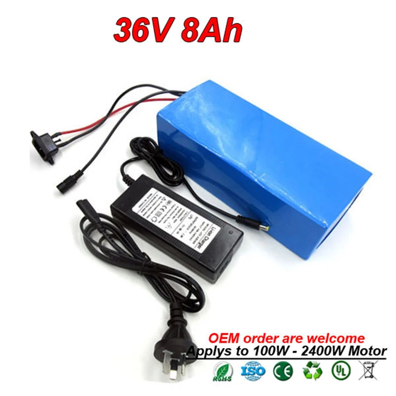36V 8Ah 500W комплект литий-ионных батарей для электровелосипеда аккумуляторная