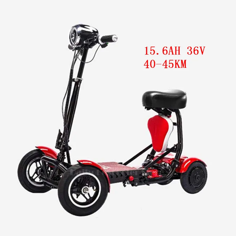 Red 40-45KM Электрический пожилой скутер Daibot, 4 колеса, электрические скутеры, 10 дюймов, 500 Вт, складной электрический скутер для инвалидов, синий/черный/красный - Цвет: Red 40-45KM