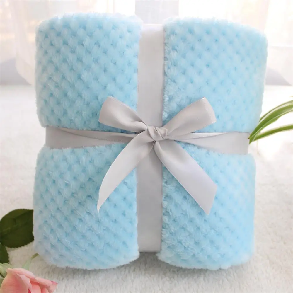 lake blue 70X100 cm Flanel, супер мягкая детская кровать, уютное детское одеяло, весеннее постельное белье для малышей, одеяло из флиса, пушистое одеяло для домашних животных, чехол для детской коляски - Цвет: lake blue 70X100 cm
