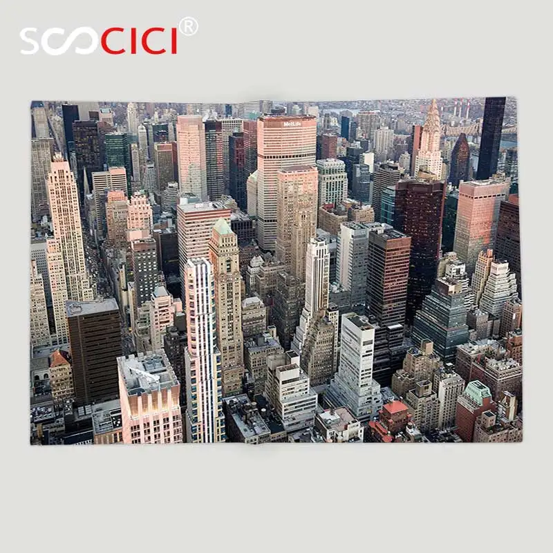 Offerte Personalizzato Morbido Pile Rimessa Laterale Coperta Urbano USA New York Paesaggio Urbano Al Tramonto Grattacieli Panoramica Metropolis Architettonica Foto