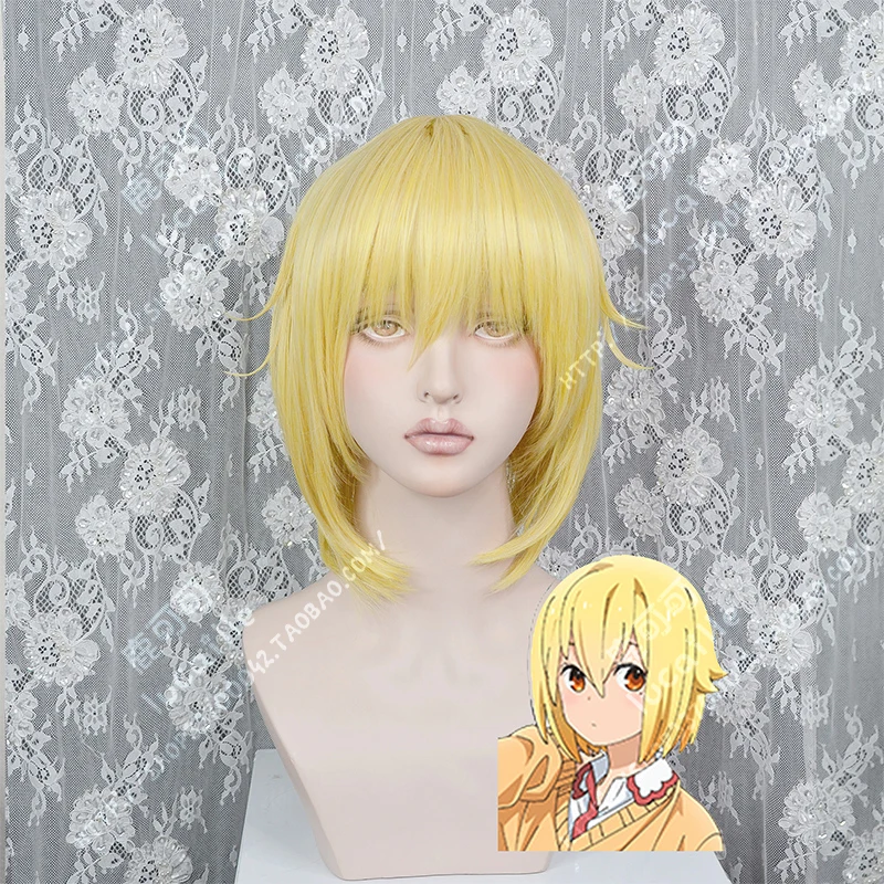 

Anime Hitoribocchi No Marumaru Seikatsu Cosplay Wigs Nako Sunao Short Gold Heat Resistant Suit Synthetic Hair Wig + Wig Cap
