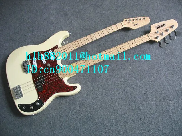 Бесплатная доставка двойной шеи электрогитара и бас с Клен Накладка в желтый +