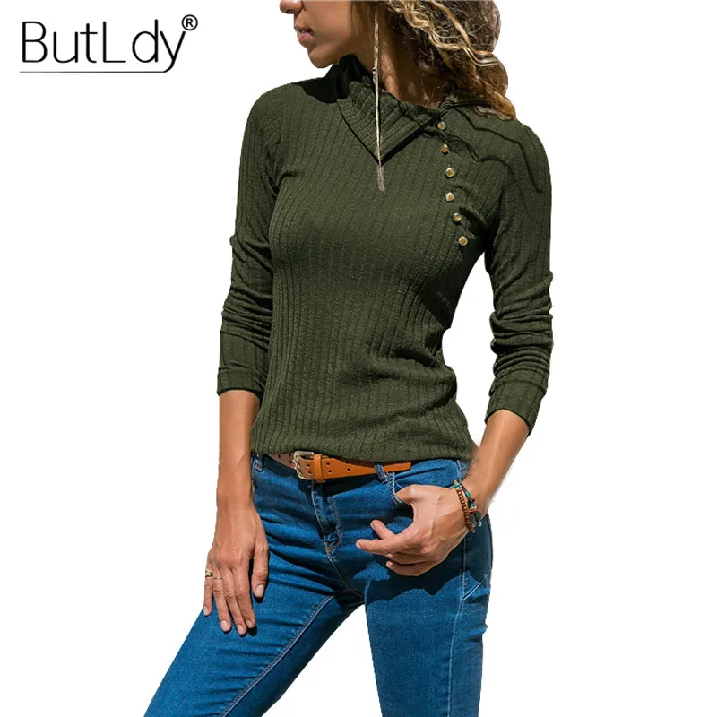 Side Button Sweater Women Knitting Pullovers Fashion Autumn Winter 2018 Long Sleeve Jumpers Ladies Black Casual Tops Knitwear | Женская