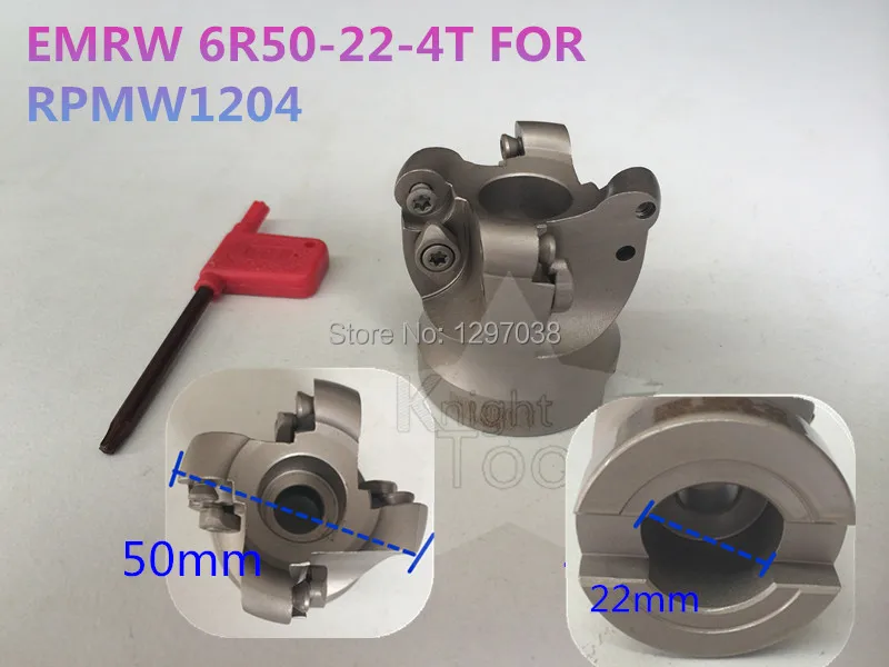 

EMRW 6R50-22-4T Round Dowel Face Mill Cutting diameter 50mm RPMW/T1204 Inserts