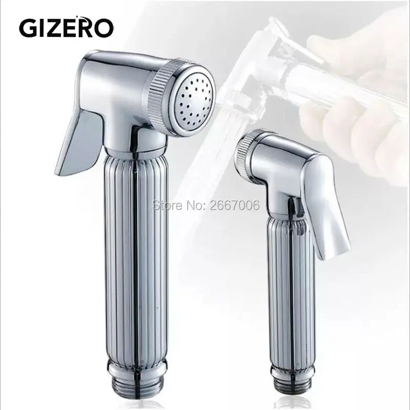 

GIZERO Freeship Chrome Plated Bidet Faucet Hand Held Pet Bath Sprayer Silver Color Toilet Faucet Spray House Cleaning Tool GI145