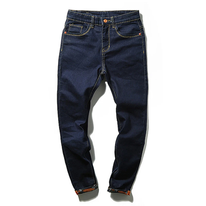Джинсы Мужчины 2016 Осень Простой Черный/Синий Узкие Стрейч джинсы Большие Высокие