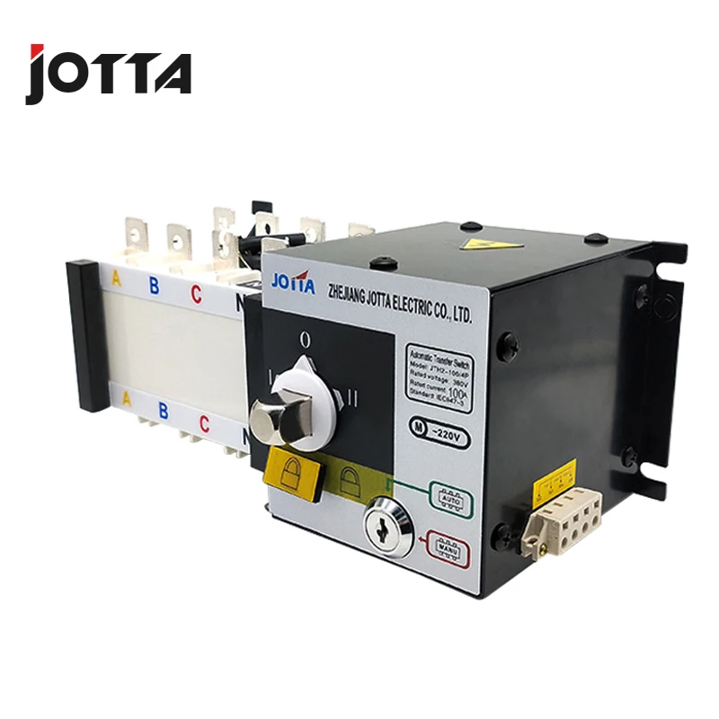 Jotta 100Amp 220V/ 230V/380V/440V 4 полюса 3 х фазный автоматический переключатель передачи - Фото №1