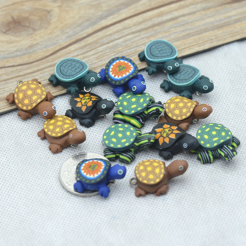 10 шт./упак. ручной работы мягкая глина черепаха глиняные подвески миниатюры