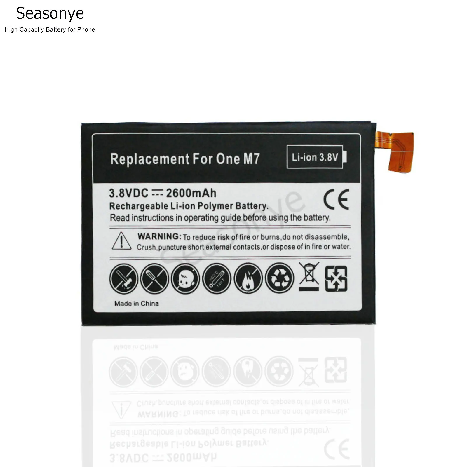 Seasonye 2600mAh BN07100 сменный литий полимерный аккумулятор для HTC One M7 801E 801S 801N 802D 802W 802T HTL22