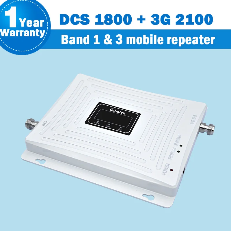 Lintratek 3g 4 г WCDMA/DCS/LTE сигнала Dual Band Repeater Дисплей Группа 1 и 3 1800/ 2100 мГц мобильного