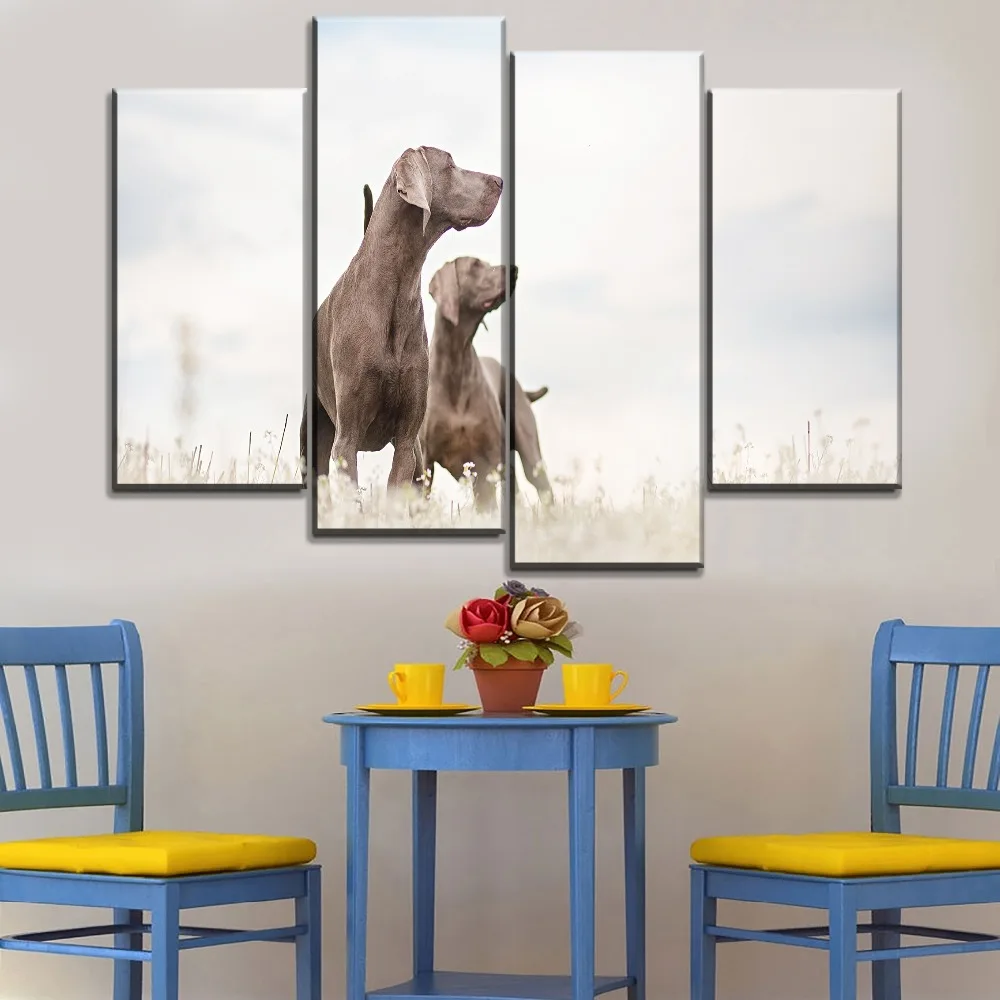 Современный дом DecorCanvas HD печатает плакат гостиная стены искусства рамки картины 3 шт. животное собака Веймаранер картины