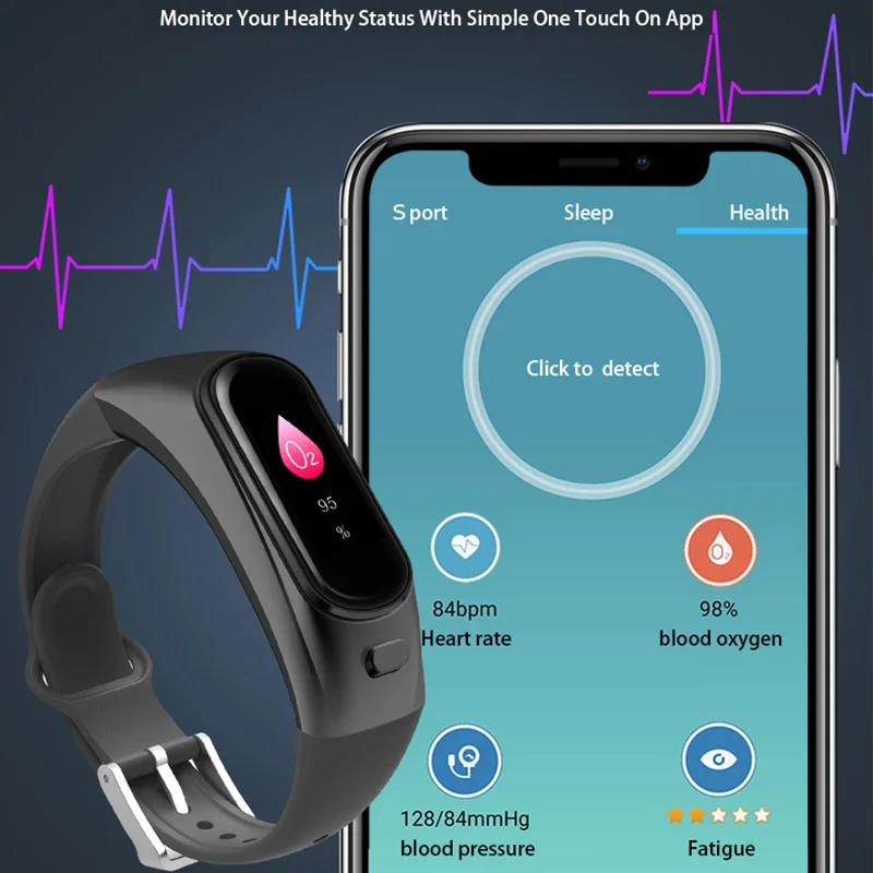 Мужские умные часы с монитором сердечного ритма фитнес браслет Bluetooth