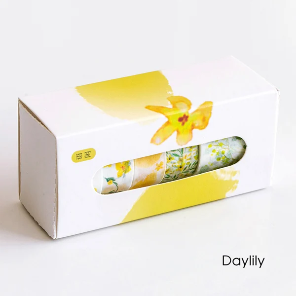Daylily MaoTu 5 рулонов/набор цветов серии декоративные из рисовой бумаги ленты набор Скрапбукинг наклейки Клейкие цветные бумажные ленты Маскировочная лента - Цвет: Daylily