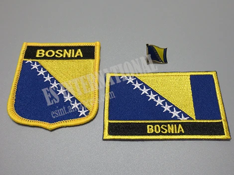 

National Flag Embroidery Patches and Metal Flag Lapel Pin BOSNIA