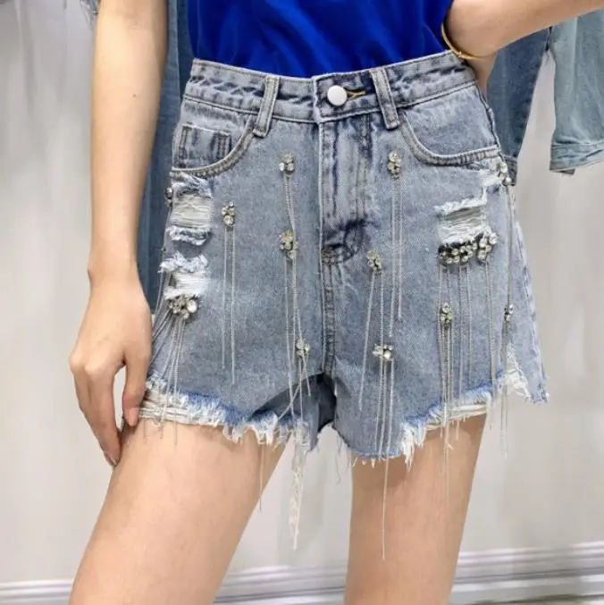 Джинсовые шорты 2020 летние новые модные женские джинсовые с широкими штанинами