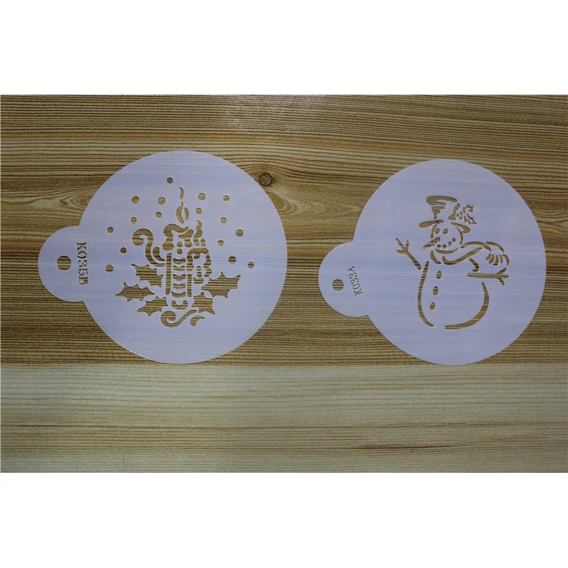 4 шт./компл. Снеговик Рождество дерево торт Кофе шаблон печати трафарет помады DIY