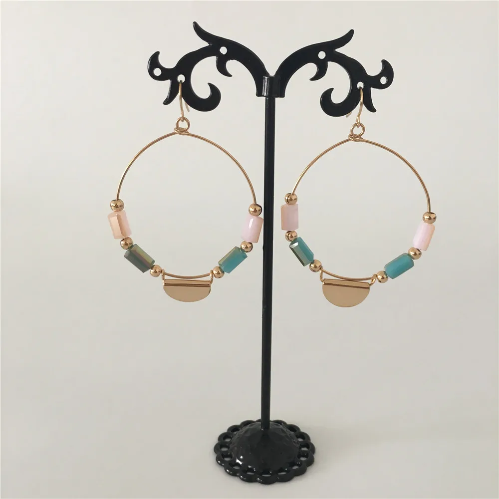 GIRLY GOLD COLOR PLATING PINK BLUE CUBIC BEAD DROP EARRINGS FOR WOMEN | Украшения и аксессуары