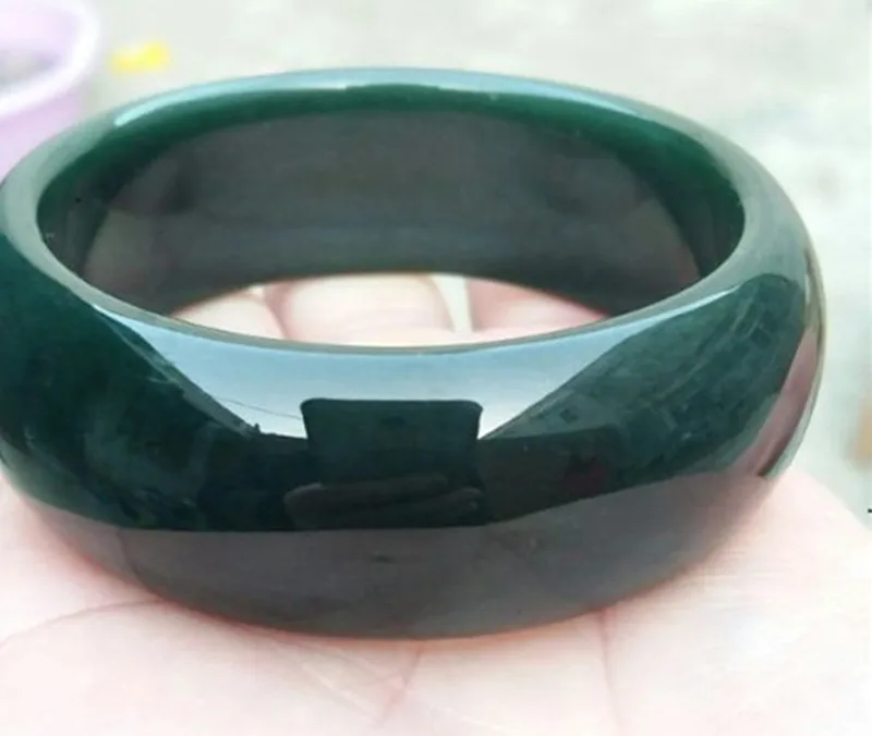 (Сертификат) натуральный темно-зеленый HETIAN Nephrite Расширенный браслет Круглый