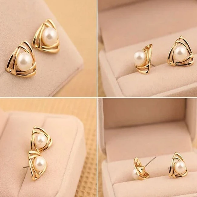 Лидер продаж модные серьги гвоздики золотистого цвета с искусственным жемчугом