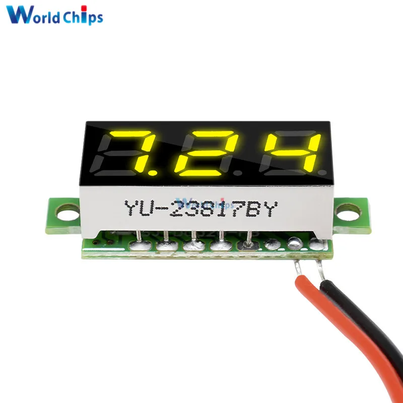 0.28 Inch 2.5V-30V Mini Digital Voltmeter Voltage Tester Meter LED Screen Yellow Display 2 Wires Hot Sale | Электронные