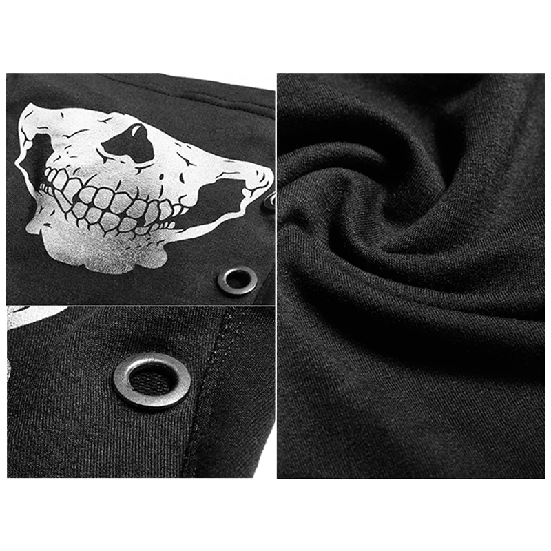 Тяжелая футболка с высоким воротником в стиле панк принтом для мужчин Винтажная