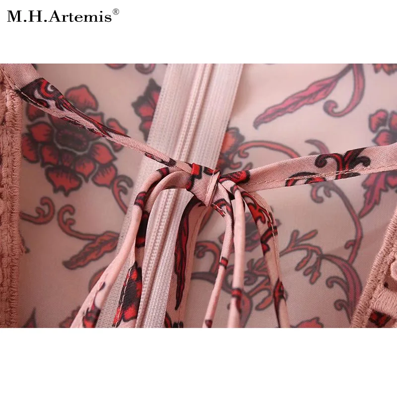 M. H. Artemis винтажное шифоновое короткое вечернее платье с принтом vestidos de festa осеннее