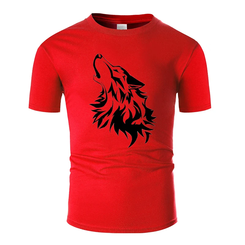 Cool Wolf Line Art Wolves howl O Neck Cotton T Shirt Men Unisex Summer Short Sleeve Designed Casual Women Top tees m01007 | Мужская