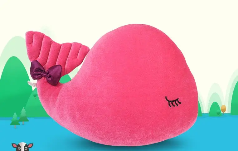 Мягкая плюшевая подушка на заднюю панель с героями мультфильмов Розовый Кит 50х34