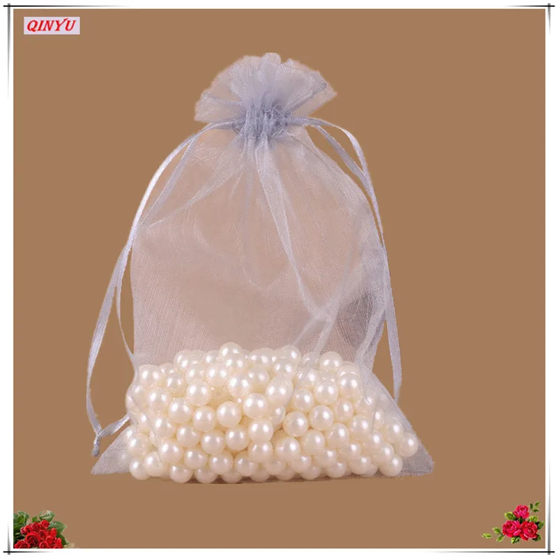 25 шт., 20x30, 25x35, 30x40, 35x50 см, тюлевые сумки из органзы, прозрачные Упаковочные сумки, свадебные подарочные мешки для конфет, товары для свадебной вечеринки 6Z - Цвет: Gray
