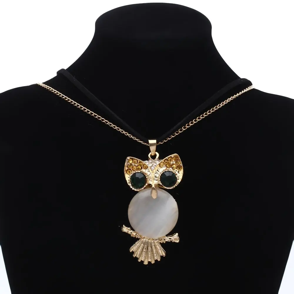 Горячий теперь золото длинное ожерелье цепь хрустальная сова ретро ювелирные Mix