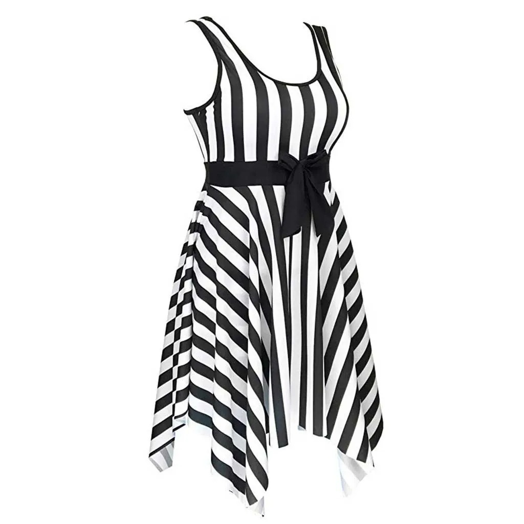 SAGACE сдельный купальник полосатый гофрированная юбка консервативный боди