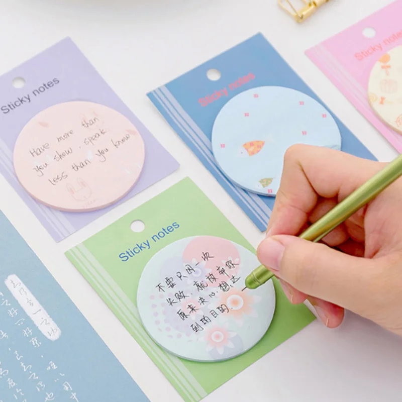 1X kawaii маленький круглый рисунок Еженедельный план Липкие заметки блокнот для