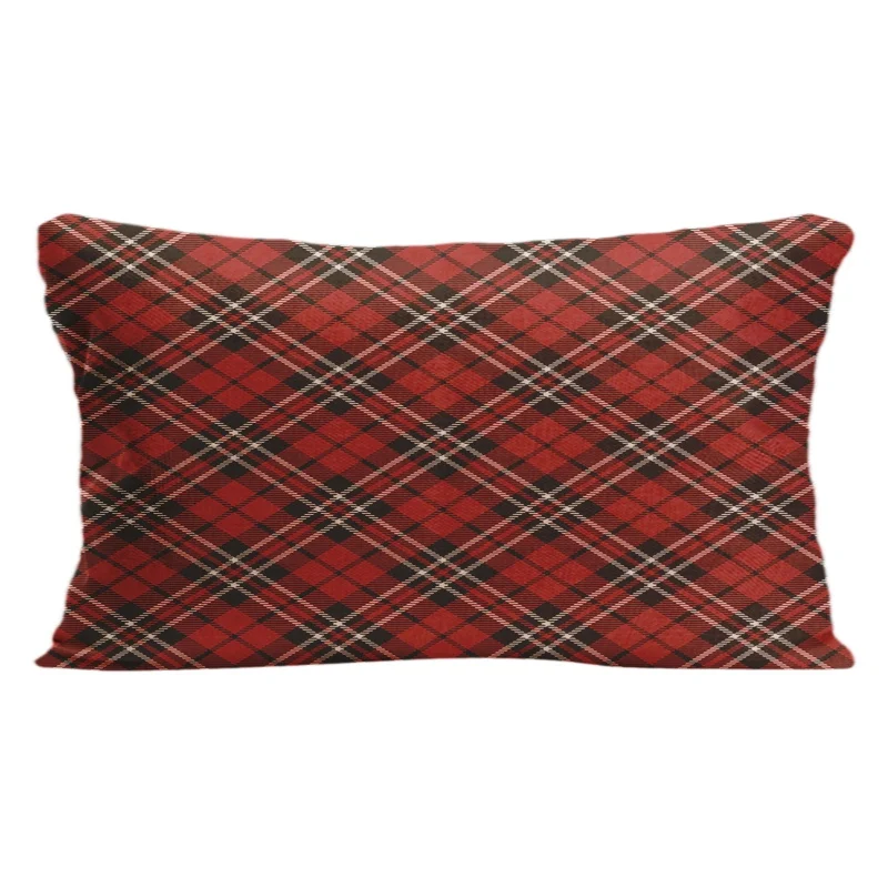 Хлопковая льняная красивая красная клетчатая декоративная наволочка для