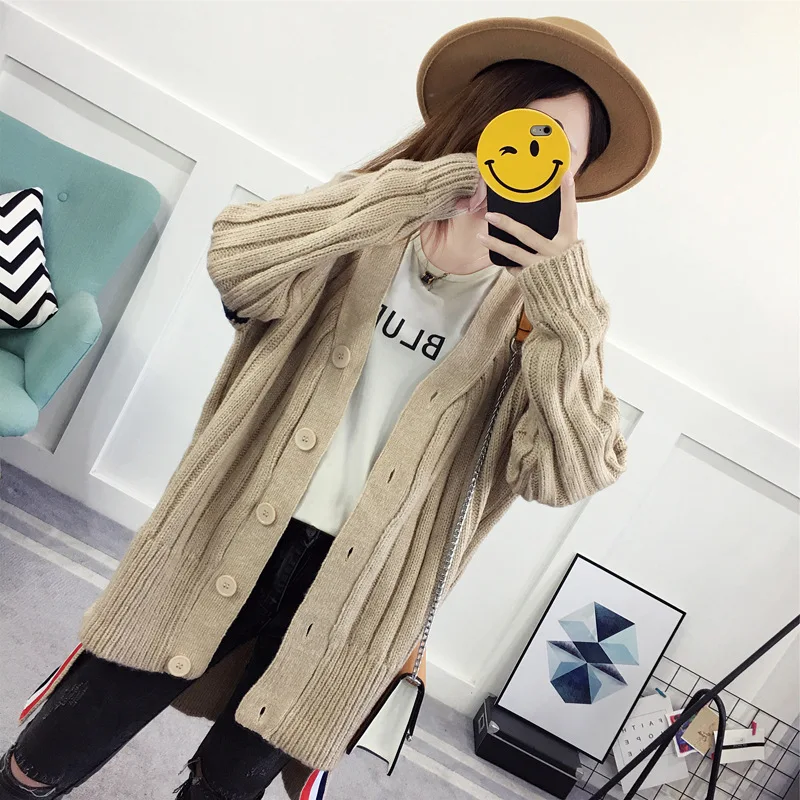 2017 осень-зима Мода в полоску стежка вязаный свитер с Кнопки длинный абзац PD BJ |