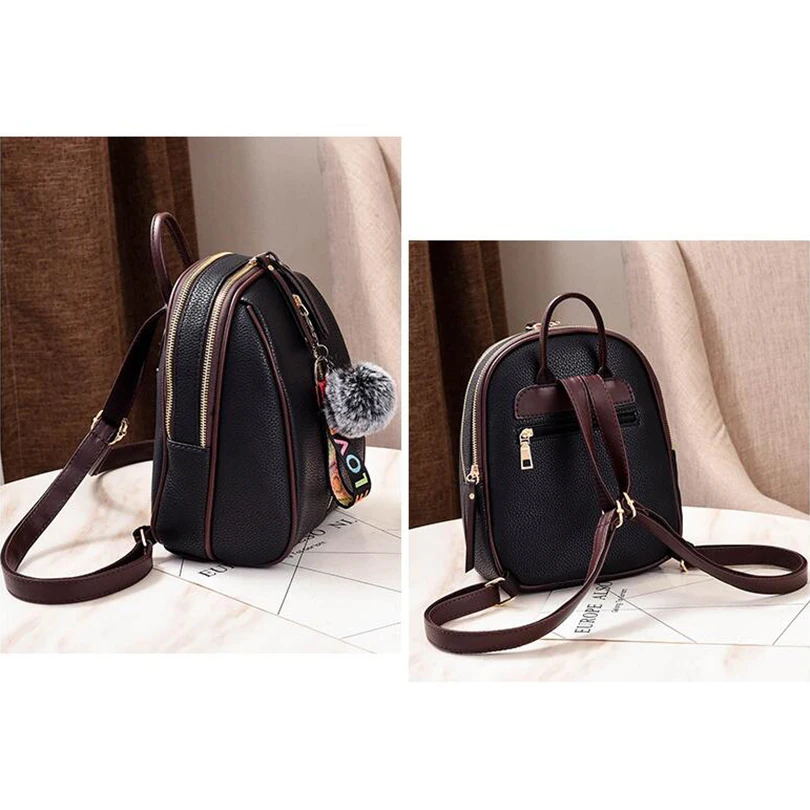 

Women Backpack Simple Korean 2017 Fashion Personality All-match Mini Backpack Hairball Ribbon Small Bag Bolsa Feminina WY31