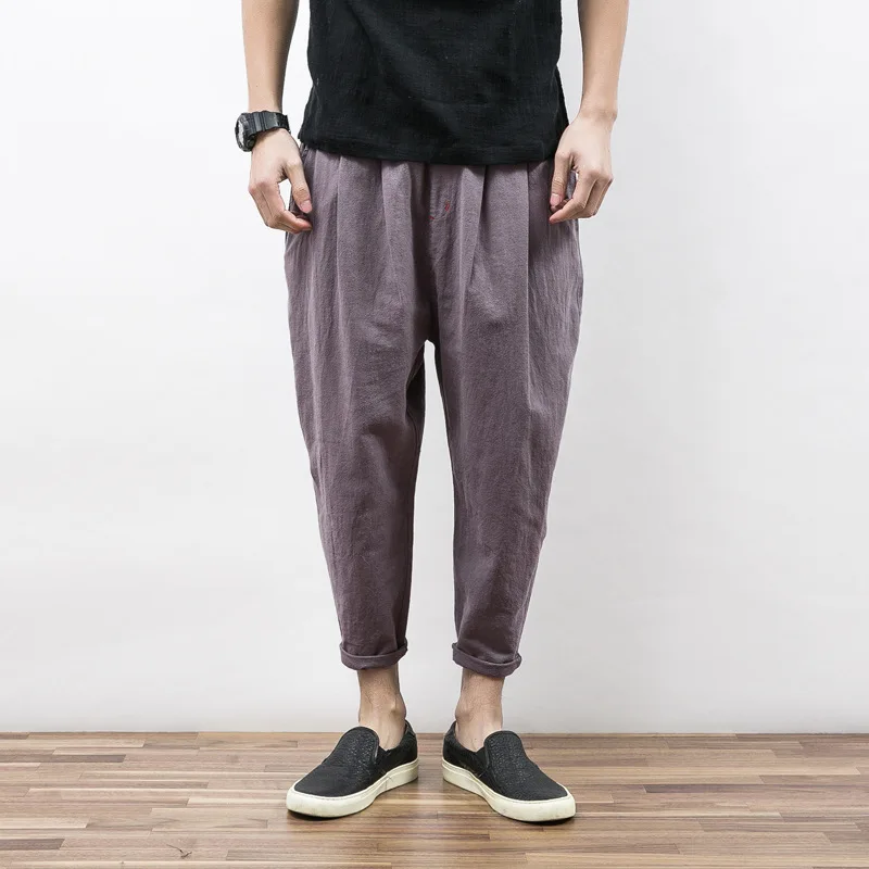 Новые модные брюки мужчины 2017 сезон: весна–лето однотонные Ретро Леггинсы