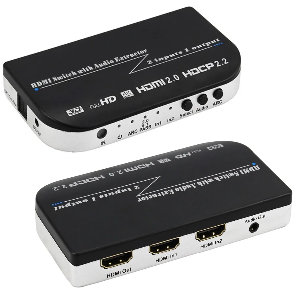 Ультра HD 2 в 1 переключатель 2x1 HDMI и аудио преобразователь коробка PCM 3 5 ММ
