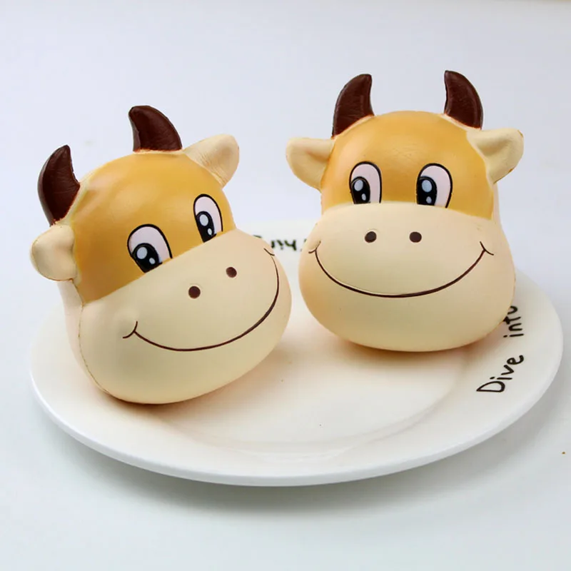 10 см Kawaii Милая голова коровы сжимаемая медленно поднимающаяся подвеска
