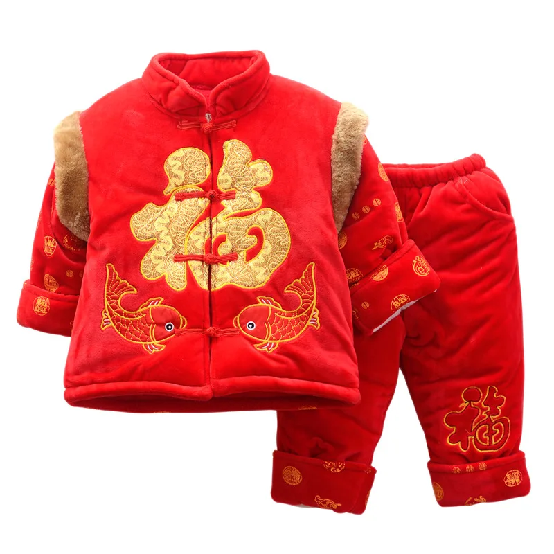 Baby Kids Happy New Year Wear Chinese Spring Festival Clothes Tang Style Clothing Boys Children Top+Pant Cotton Cosplay Costume | Детская