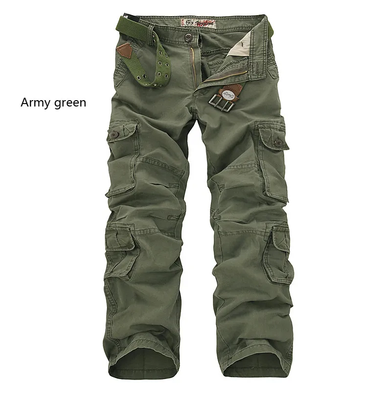 D0025 army green Мужские военные брюки карго с несколькими карманами, мешковатые мужские хлопковые брюки, повседневные Комбинезоны, армейские тактические брюки без ремней, плюс размер 46 - Цвет: D0025 army green
