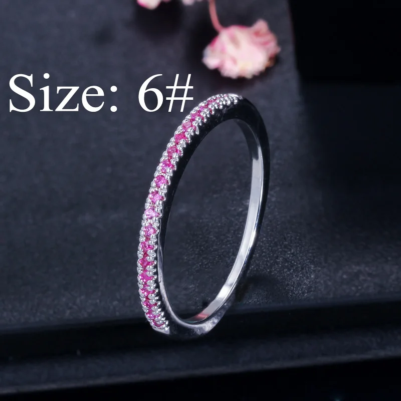 Pera, высокое качество, Micro Pave AAA+ кубический цирконий, модные женские кольца в обтяжку, набор, ювелирные изделия для помолвки, вечерние R093 - Цвет основного камня: Red Size 6