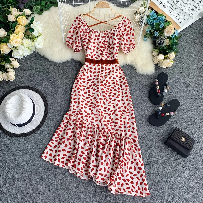 Для женщин шифоновое платье Новый 2019 Лето с коротким рукавом облегающий лист