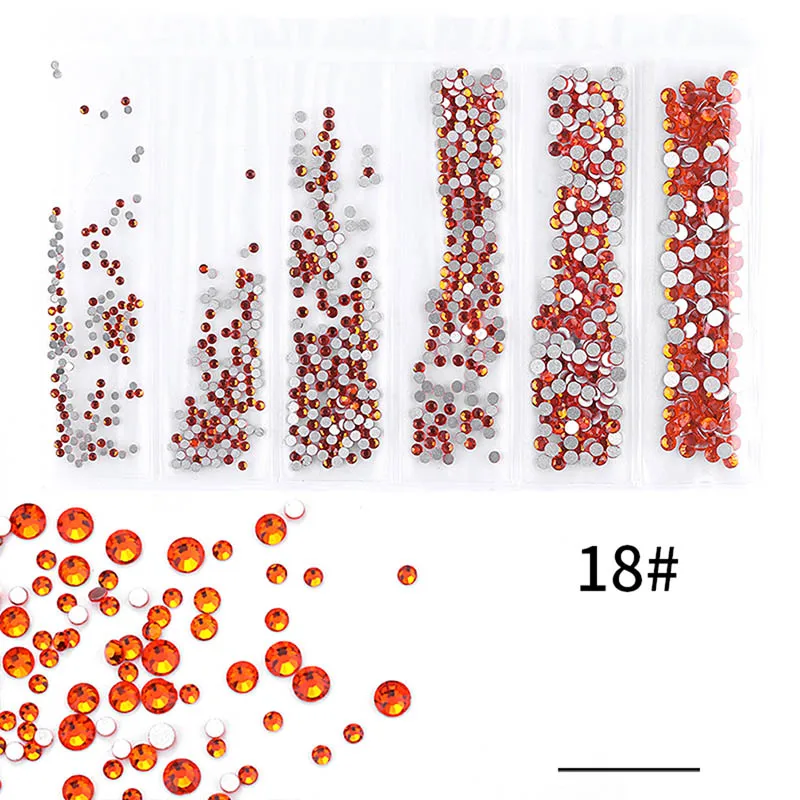 18 1440 шт AB красочные прозрачные 3D плоские стразы для дизайна ногтей украшения 6 размеров смешанные без горячей фиксации DIY Маникюрный аксессуар - Цвет: 18