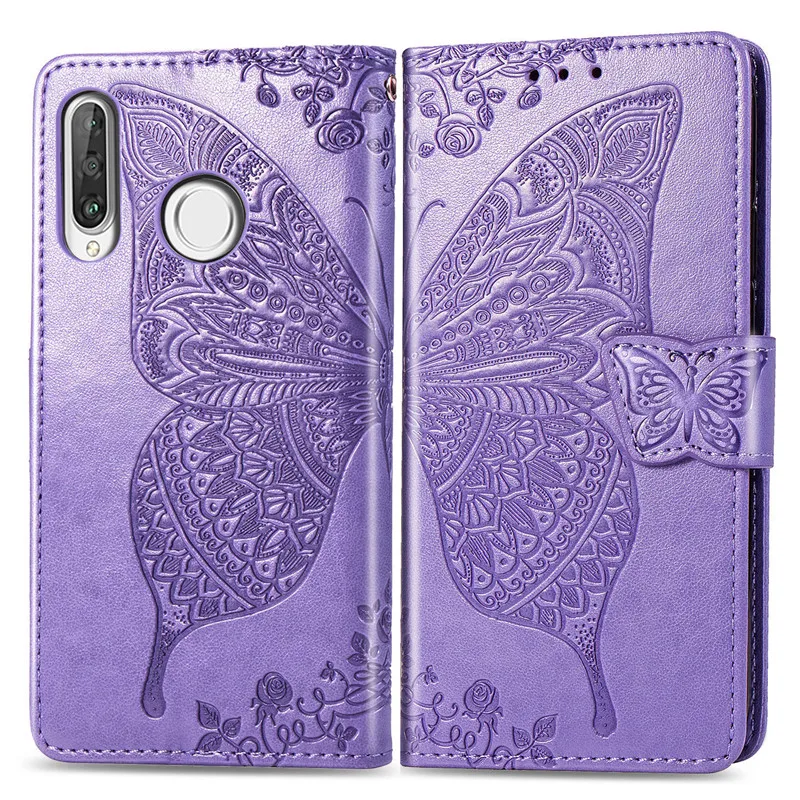 Чехол книжка с 3d бабочкой для Huawei P30 Lite мягкий силиконовый кожаный чехол P 30 Pro