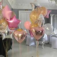 18inch silver pink star rose gold heart foil balloons wedding decorations gold confetti latex balloon boy girl birthday party