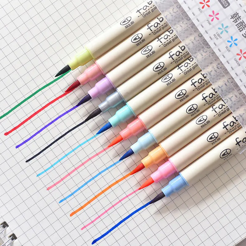 12 шт./лот, двойная головка, Mildliner, маркеры, пастельные маркеры, акварельные Флуоресцентные Ручки для рисования - Цвет: 10color xiuli