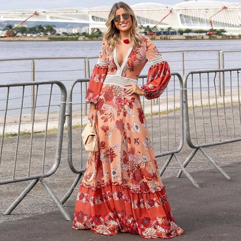 Женское платье с длинным рукавом Bellflower длинное винтажное фонариком весна